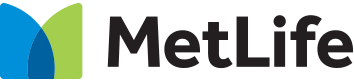 Metlife Logo Blue and Green 'M' Symbol to the Left of Lettering